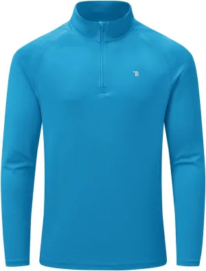 BASUDAM Men's Workout Shirts Quick Dry UPF 50  Sun Protection Long Sleeve Quarter Zip Pullover Athletic T-Shirts