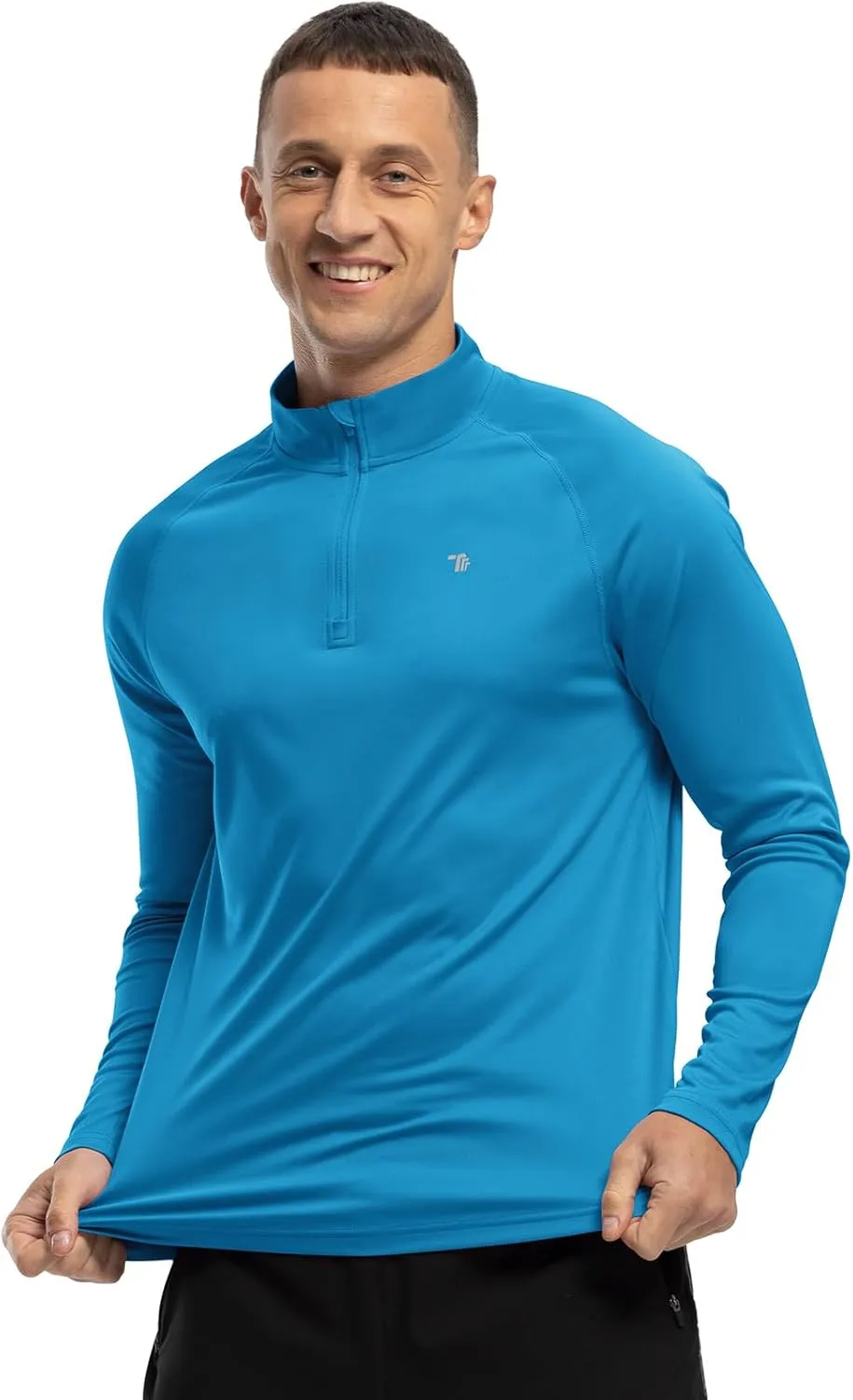 BASUDAM Men's Workout Shirts Quick Dry UPF 50  Sun Protection Long Sleeve Quarter Zip Pullover Athletic T-Shirts
