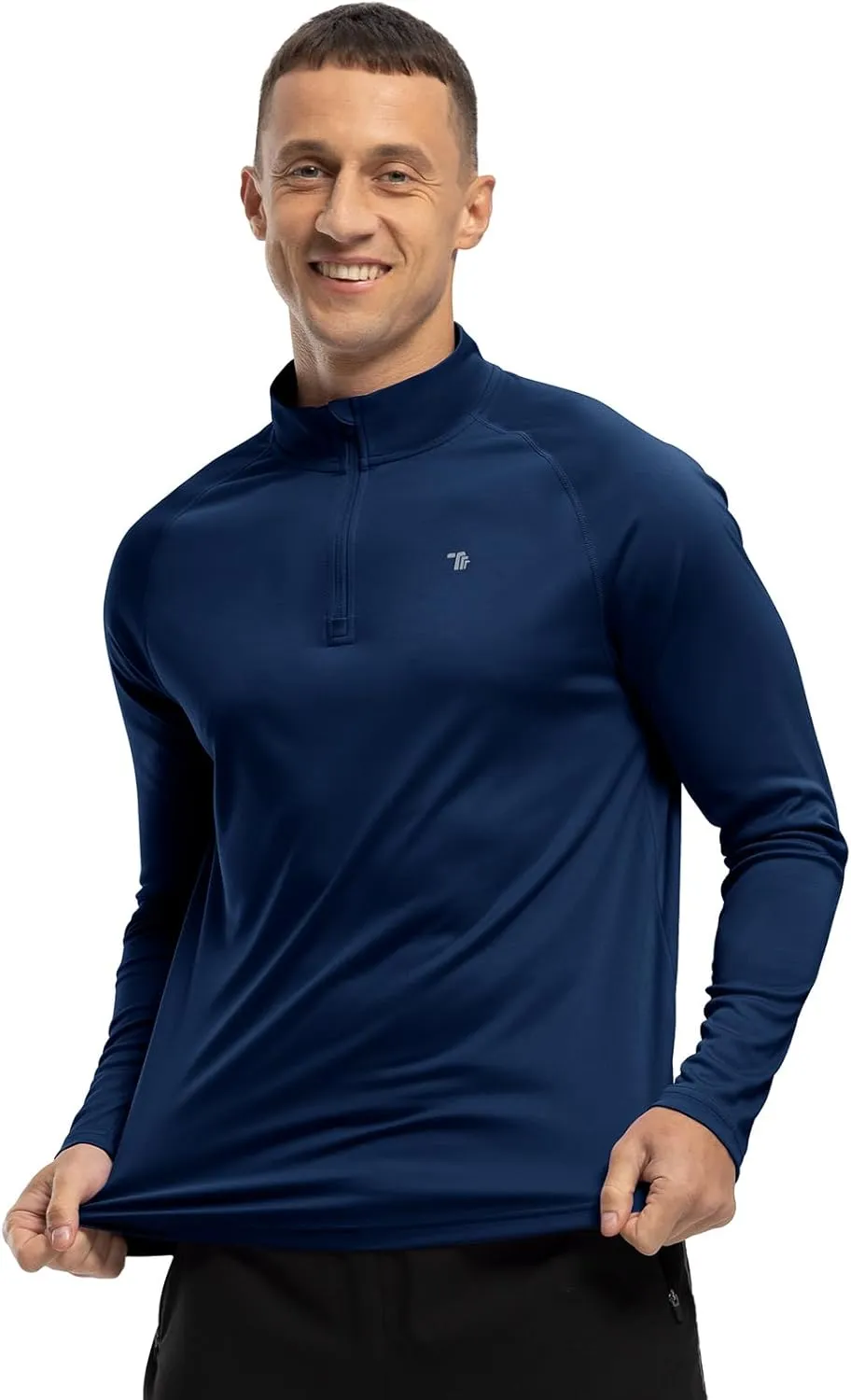 BASUDAM Men's Workout Shirts Quick Dry UPF 50  Sun Protection Long Sleeve Quarter Zip Pullover Athletic T-Shirts