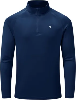 BASUDAM Men's Workout Shirts Quick Dry UPF 50  Sun Protection Long Sleeve Quarter Zip Pullover Athletic T-Shirts