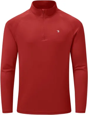 BASUDAM Men's Workout Shirts Quick Dry UPF 50  Sun Protection Long Sleeve Quarter Zip Pullover Athletic T-Shirts