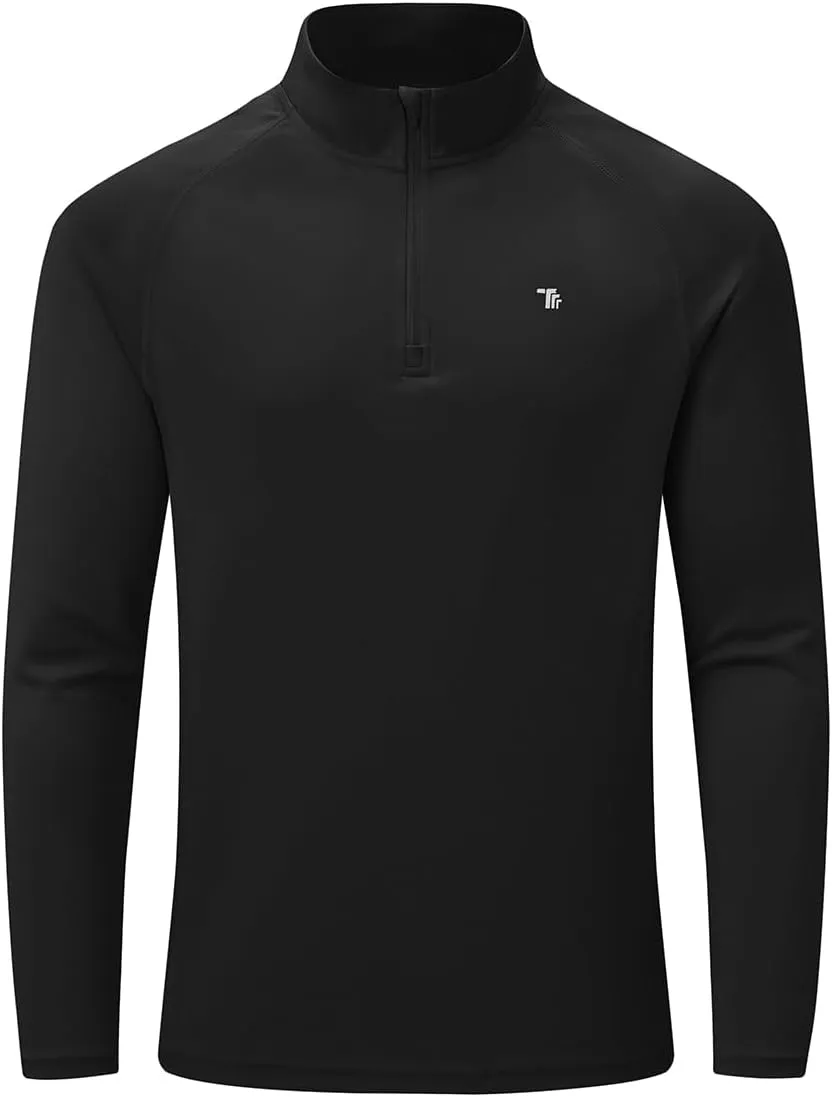 BASUDAM Men's Workout Shirts Quick Dry UPF 50  Sun Protection Long Sleeve Quarter Zip Pullover Athletic T-Shirts