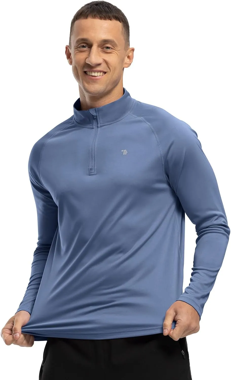 BASUDAM Men's Workout Shirts Quick Dry UPF 50  Sun Protection Long Sleeve Quarter Zip Pullover Athletic T-Shirts
