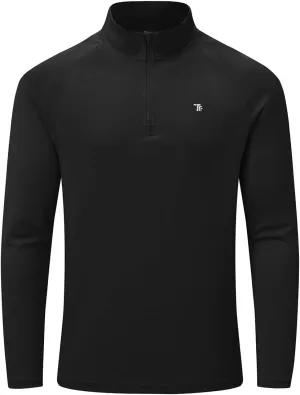 BASUDAM Men's Workout Shirts Quick Dry UPF 50  Sun Protection Long Sleeve Quarter Zip Pullover Athletic T-Shirts