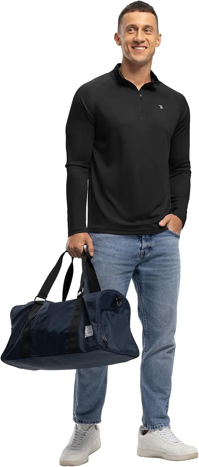 BASUDAM Men's Workout Shirts Quick Dry UPF 50  Sun Protection Long Sleeve Quarter Zip Pullover Athletic T-Shirts