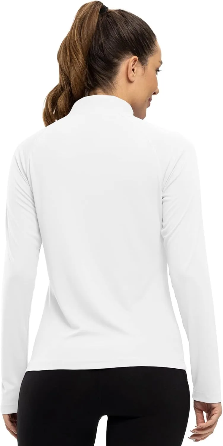 BASUDAM Women's Workout Shirts Quick Dry UPF 50  Sun Protection Long Sleeve Quarter Zip Pullover Athletic T-Shirts