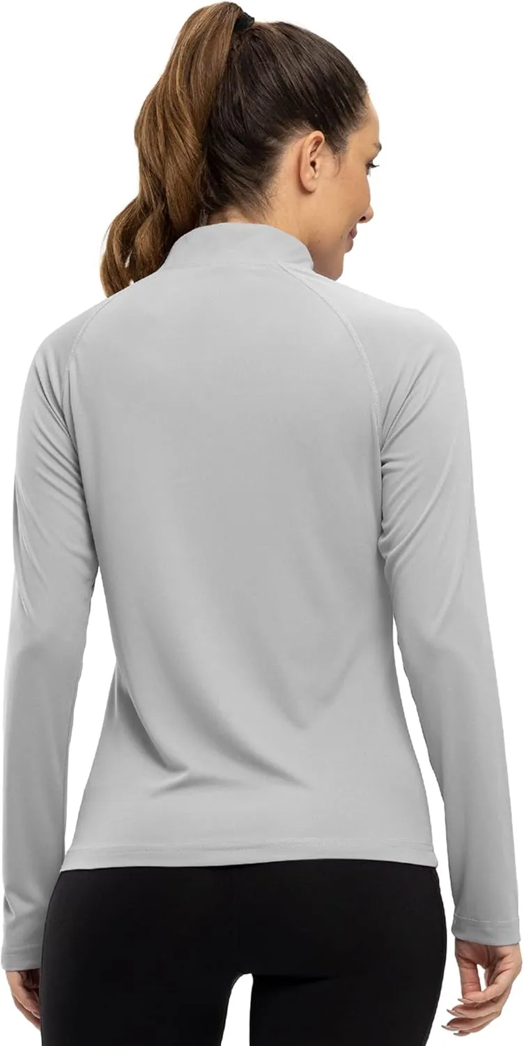 BASUDAM Women's Workout Shirts Quick Dry UPF 50  Sun Protection Long Sleeve Quarter Zip Pullover Athletic T-Shirts