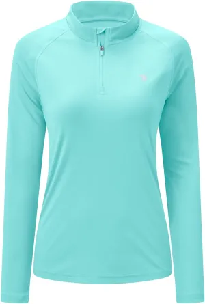 BASUDAM Women's Workout Shirts Quick Dry UPF 50  Sun Protection Long Sleeve Quarter Zip Pullover Athletic T-Shirts