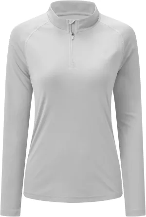 BASUDAM Women's Workout Shirts Quick Dry UPF 50  Sun Protection Long Sleeve Quarter Zip Pullover Athletic T-Shirts