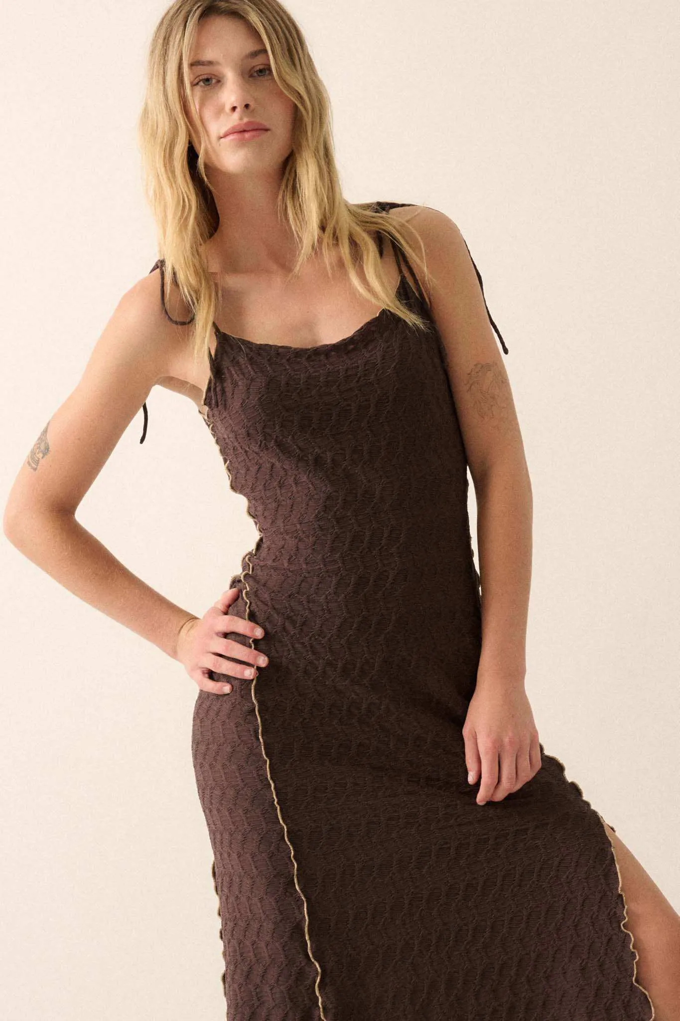 Beautiful Feeling Textured Knit Cami Maxi Dress