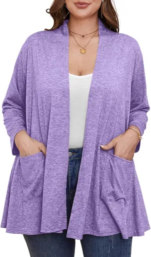 BELAROI Women Cardigan Casual Lightweight Plus Size Cardigan 3/4 Sleeve Open Front Soft Light Cardigan Drape Duster