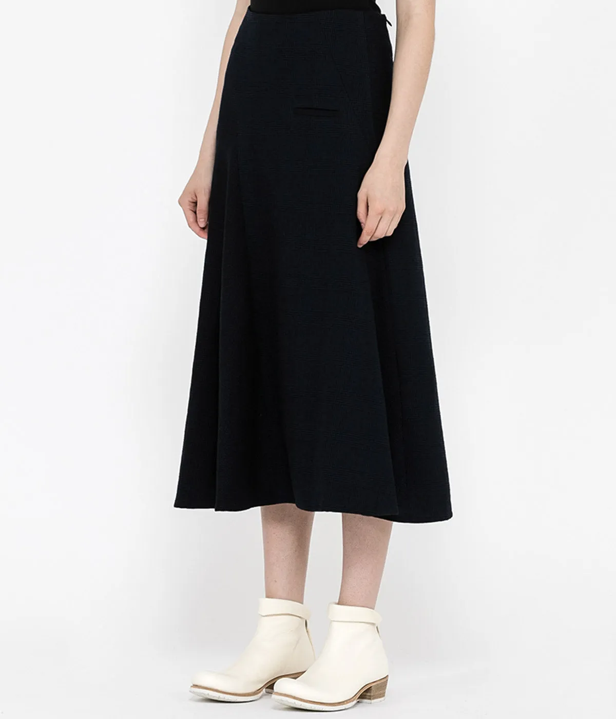 Black Flared Spiral Skirt