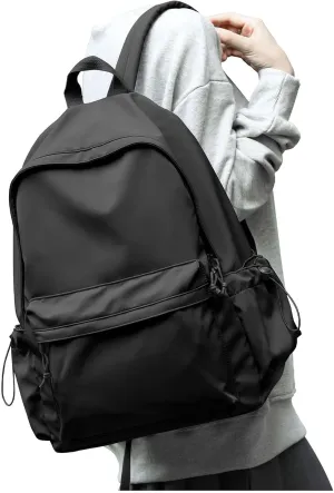 Black School Backpack for Girls Women Waterproof High School Book Bag Cute Backpack for Men Teens Boys, Lightweight Simple Middle School Back Pack Daypack