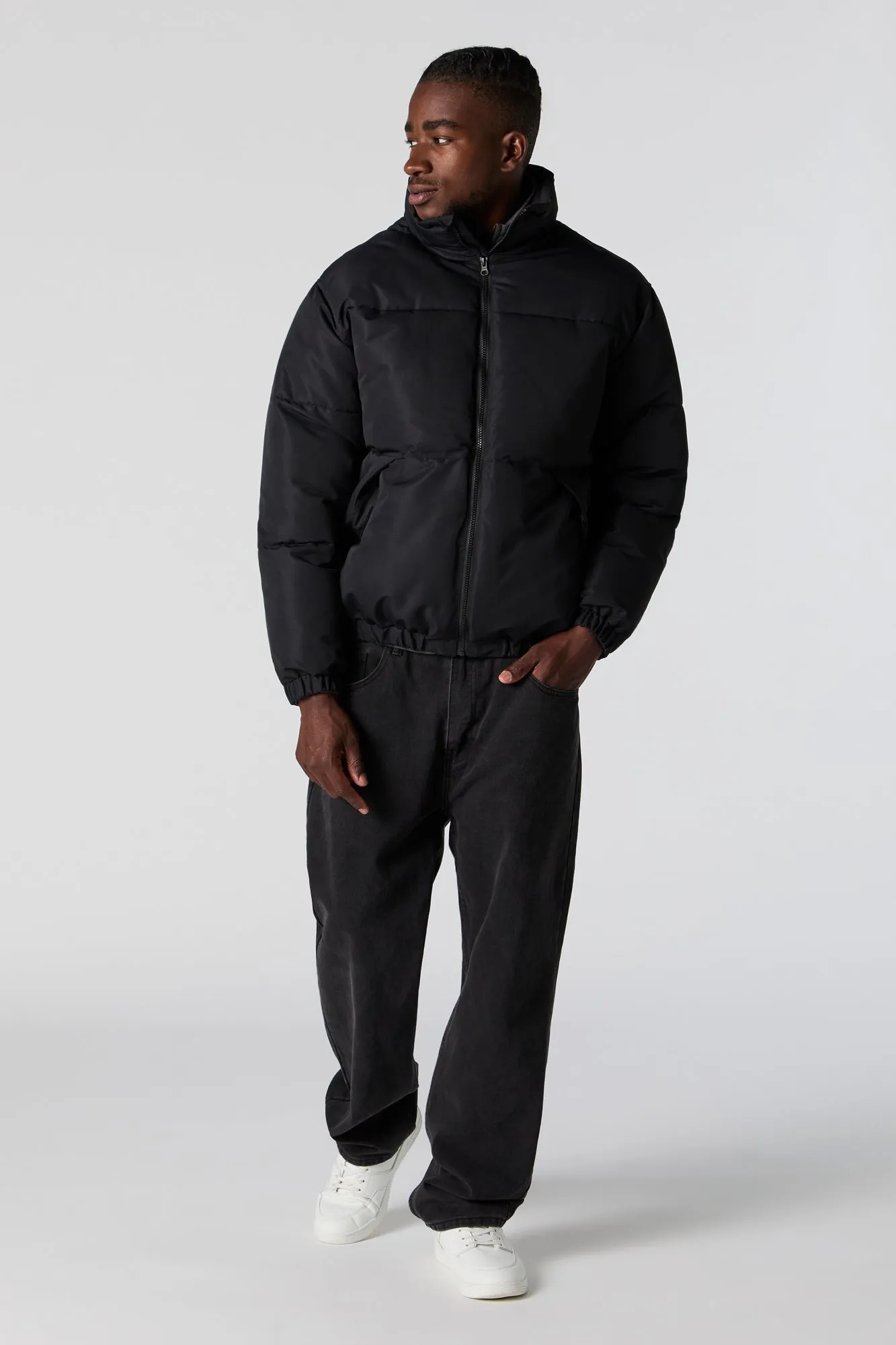 Blouson bouffant à col cheminée