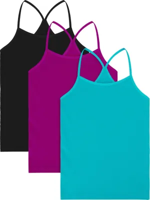 Boao 3 Pieces Girls Dance Tank Tops Racerback Camisole Undershirts Spaghetti Strap Camis Dance Clothes Tank Tops for Girls