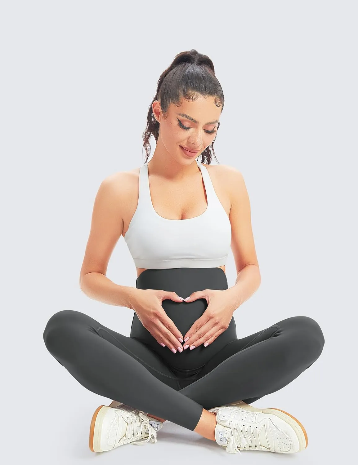 BONVIGOR Women's Maternity Leggings Over The Belly Bump Workout Full Length Leggings Running Active Yoga Pants