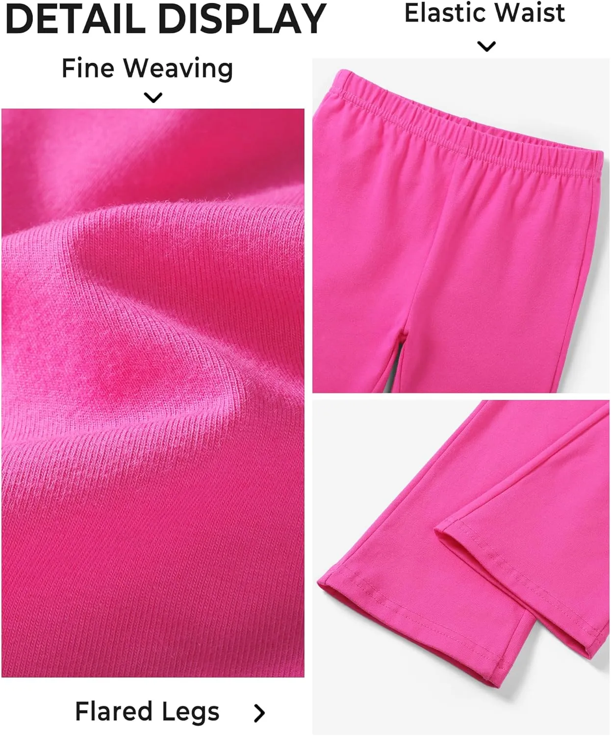 BOOPH Girls Flare Leggings Kids High Waist Bell Bottom Pants Casual Cotton Leggings for Teen Girls