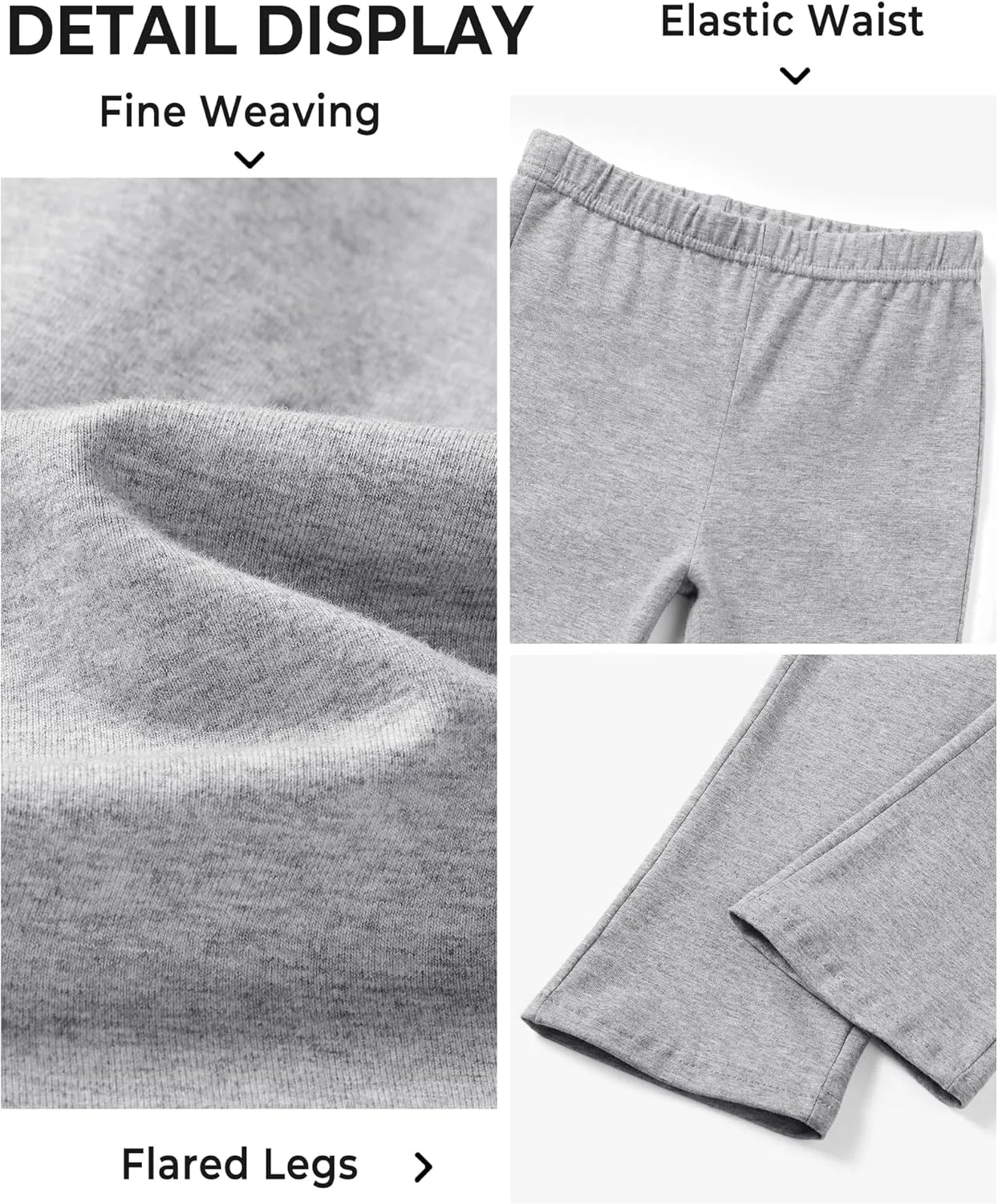 BOOPH Girls Flare Leggings Kids High Waist Bell Bottom Pants Casual Cotton Leggings for Teen Girls