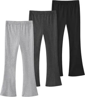 BOOPH Girls Flare Leggings Kids High Waist Bell Bottom Pants Casual Cotton Leggings for Teen Girls