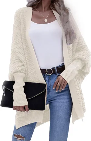 Bsicspace Womens Open Front Cardigan Sweaters Dressy Waffle Knit Casual Lightweight Oversized Womens Cardigan Soft Outerwear