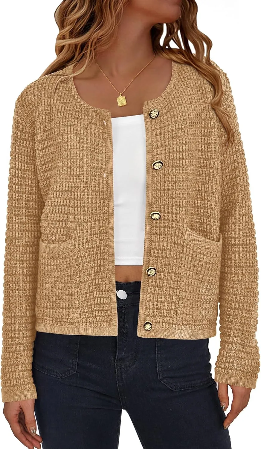 BTFBM Women Cardigan Sweaters Fall Fashion 2024 Button Down Long Sleeve Chunky Knit Open Front Tweed Jacket Outerwear
