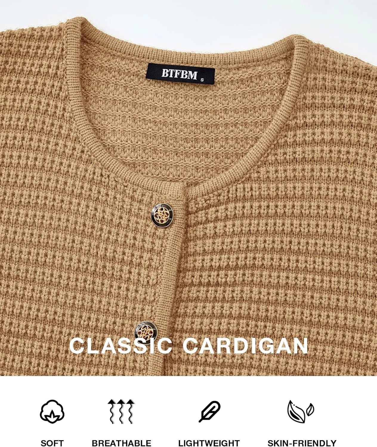 BTFBM Women Cardigan Sweaters Fall Fashion 2024 Button Down Long Sleeve Chunky Knit Open Front Tweed Jacket Outerwear