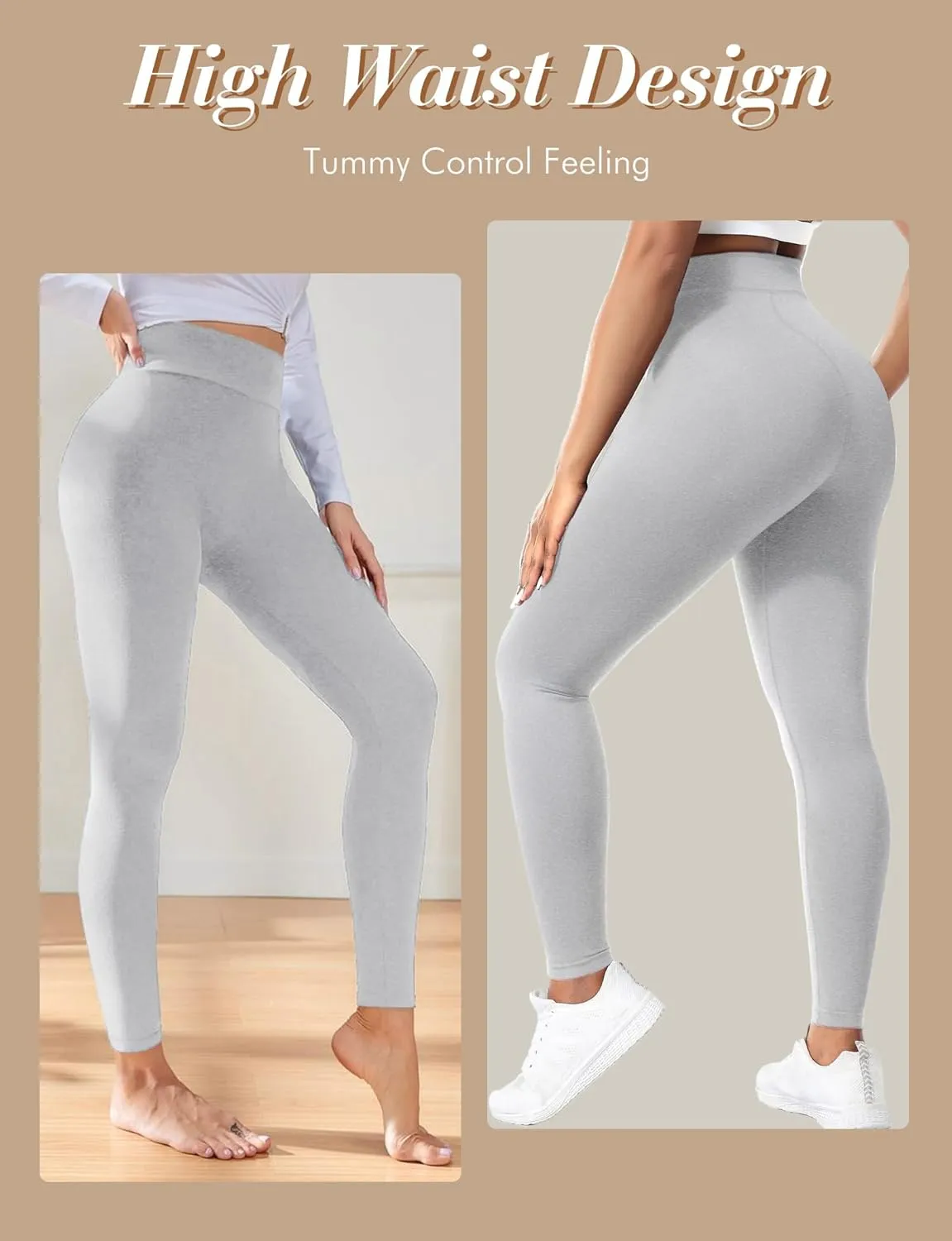 Buauty Black Cotton Leggings for Women,Womens Workout Leggings Control Tights for Women Running Pants & Plus Size