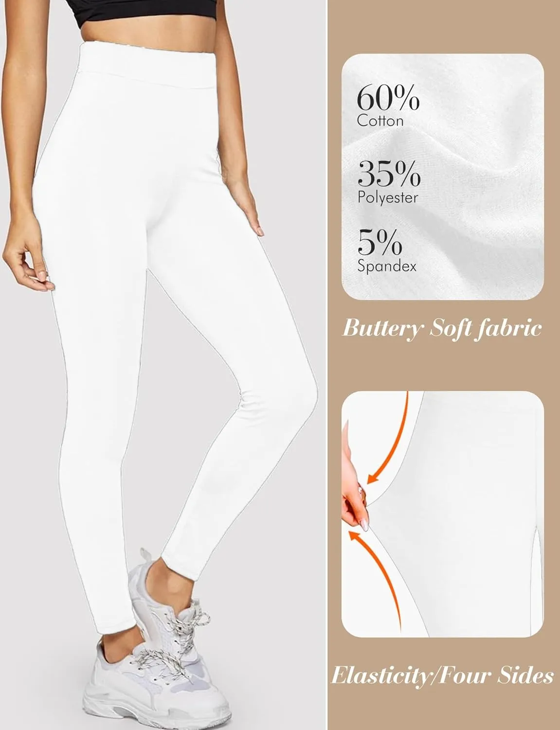 Buauty Black Cotton Leggings for Women,Womens Workout Leggings Control Tights for Women Running Pants & Plus Size