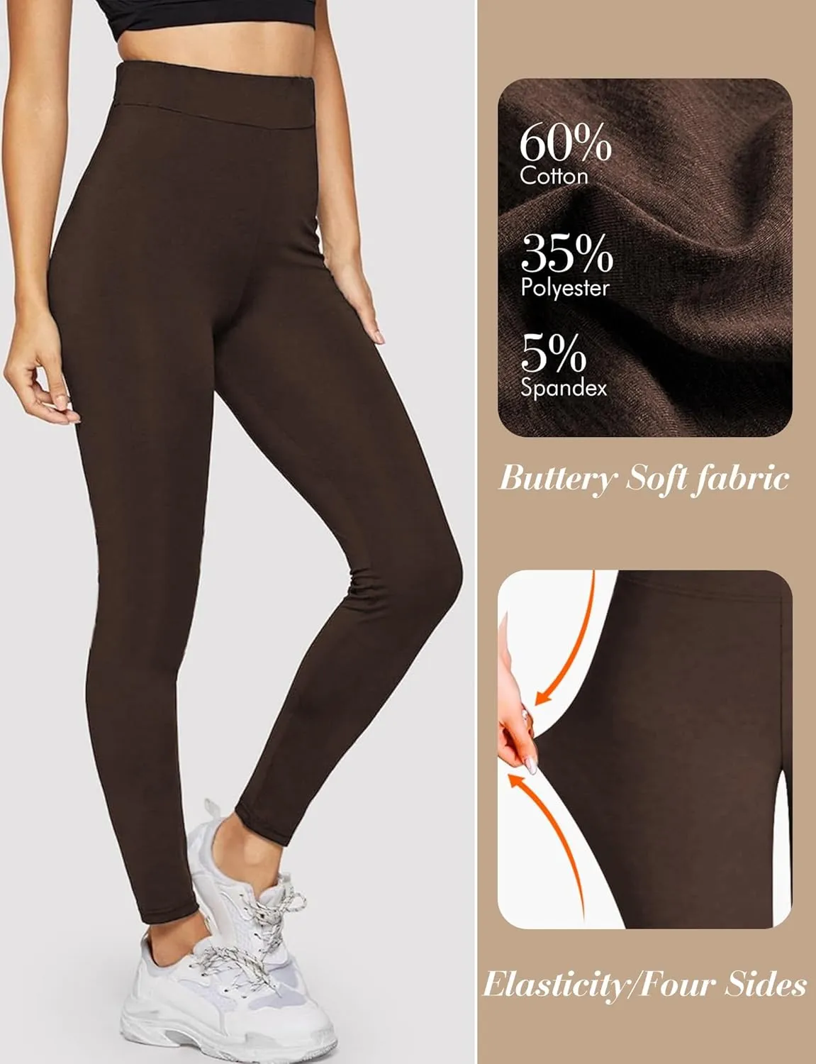Buauty Black Cotton Leggings for Women,Womens Workout Leggings Control Tights for Women Running Pants & Plus Size