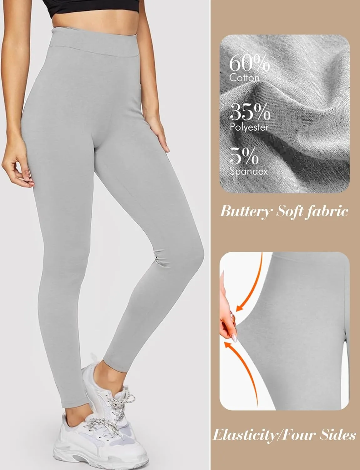 Buauty Black Cotton Leggings for Women,Womens Workout Leggings Control Tights for Women Running Pants & Plus Size