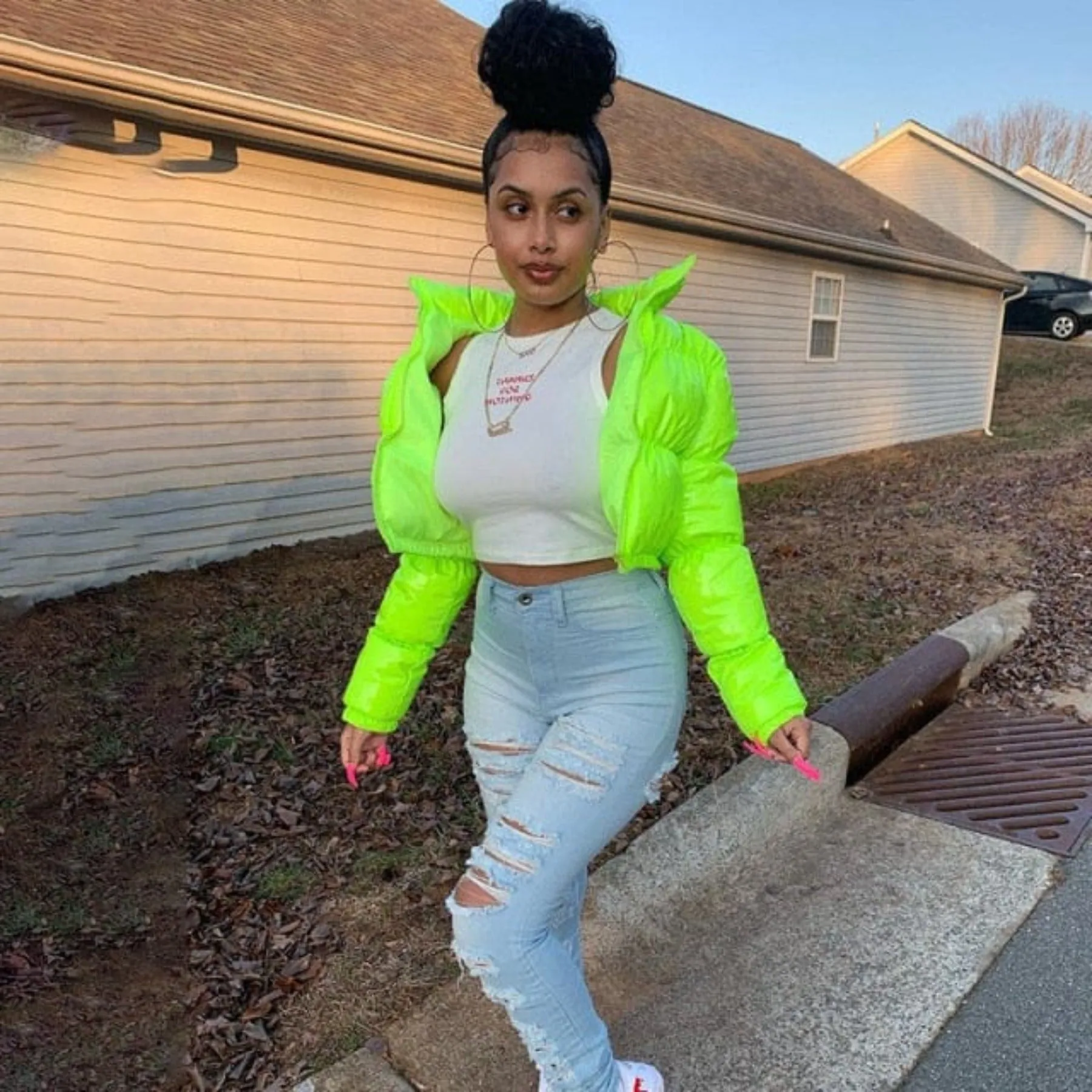 Bubble Crop Puffer Jacket Fantastic Vibrant Colours