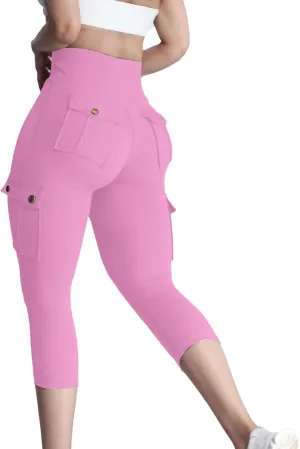 Butt Lifting Capri Leggings for Women Tummy Control with Pockets Cargo Leggings Womens Capris Summer Cargo Capris