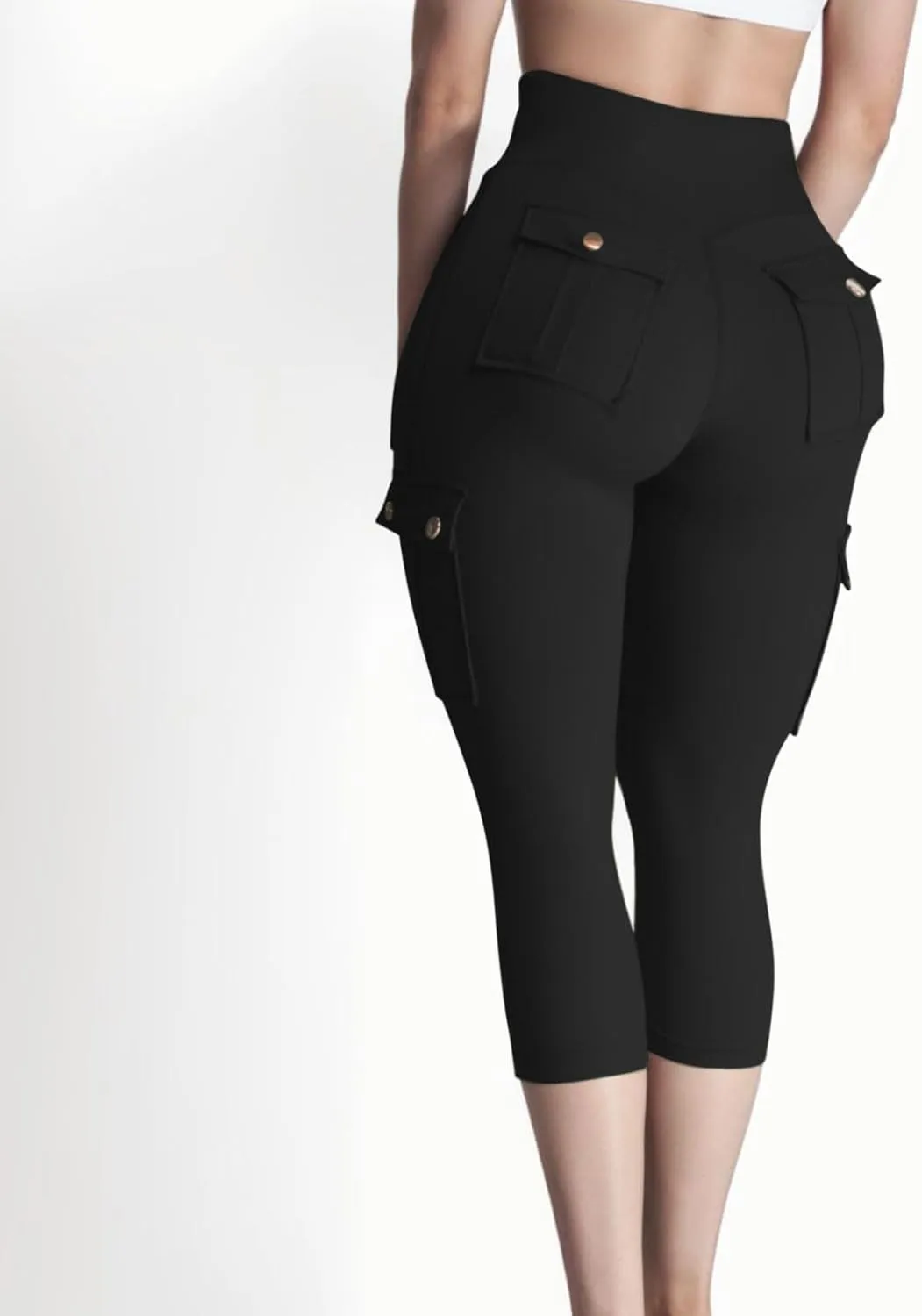 Butt Lifting Capri Leggings for Women Tummy Control with Pockets Cargo Leggings Womens Capris Summer Cargo Capris
