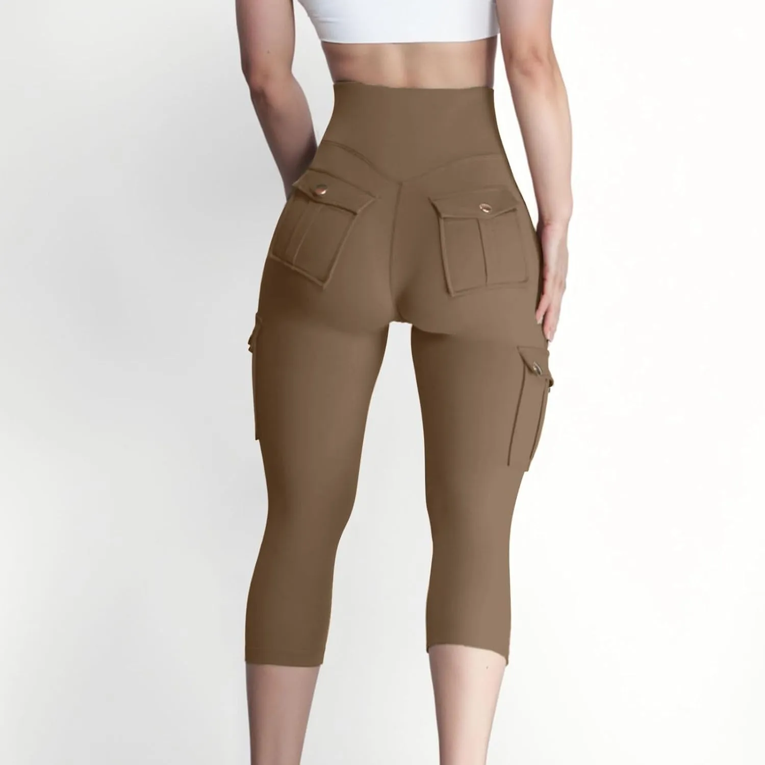 Butt Lifting Capri Leggings for Women Tummy Control with Pockets Cargo Leggings Womens Capris Summer Cargo Capris
