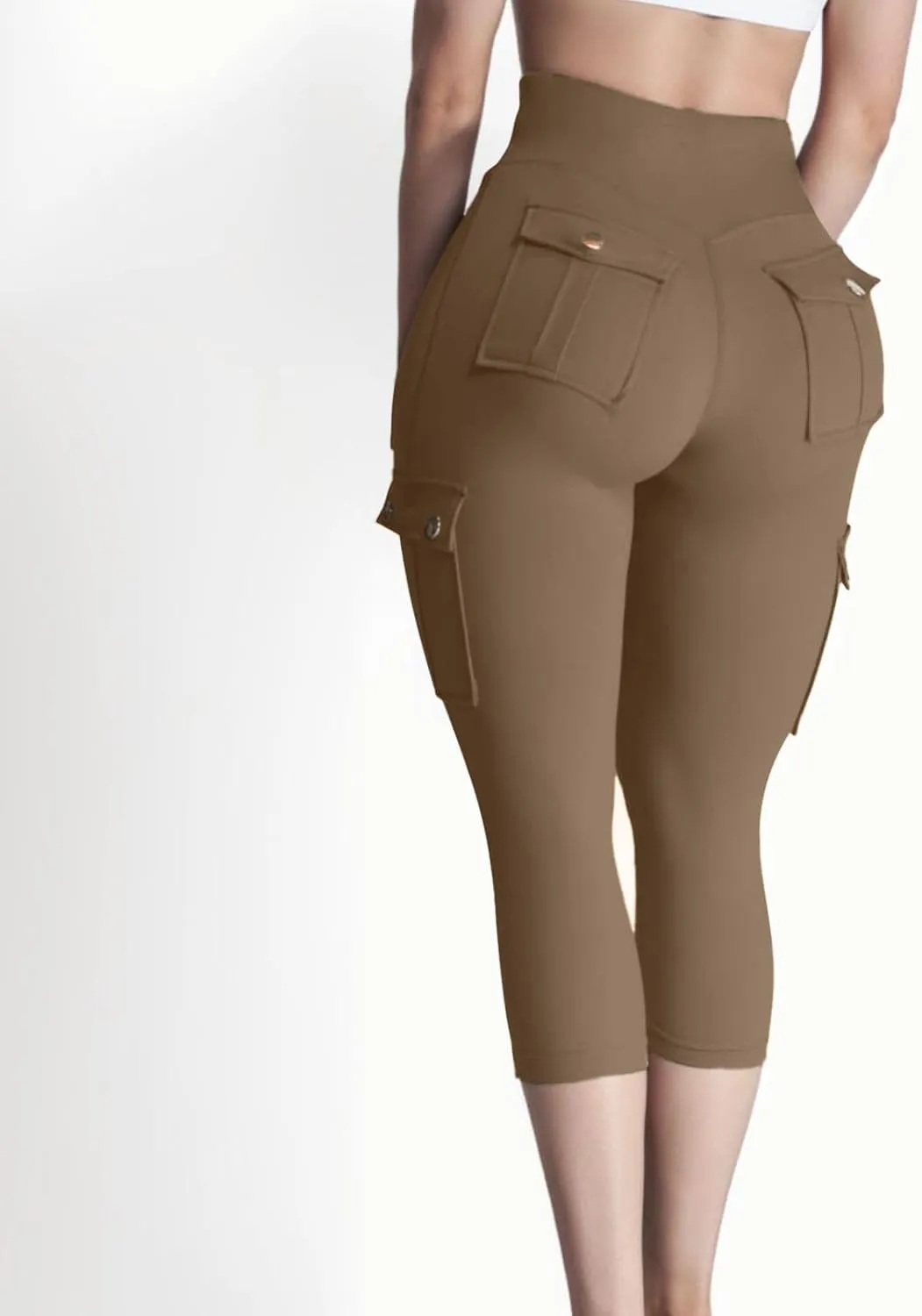 Butt Lifting Capri Leggings for Women Tummy Control with Pockets Cargo Leggings Womens Capris Summer Cargo Capris