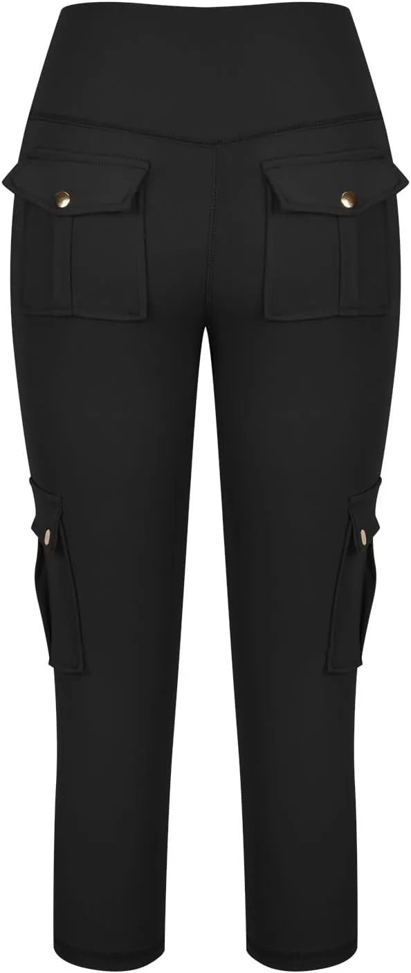 Butt Lifting Capri Leggings for Women Tummy Control with Pockets Cargo Leggings Womens Capris Summer Cargo Capris