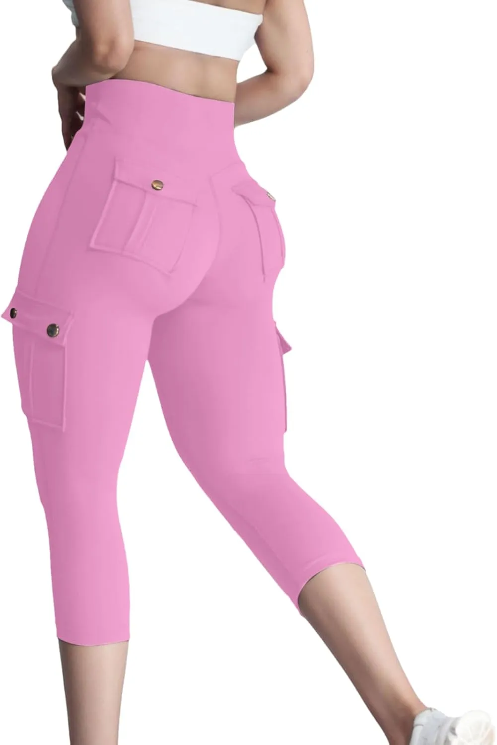 Butt Lifting Capri Leggings for Women Tummy Control with Pockets Cargo Leggings Womens Capris Summer Cargo Capris