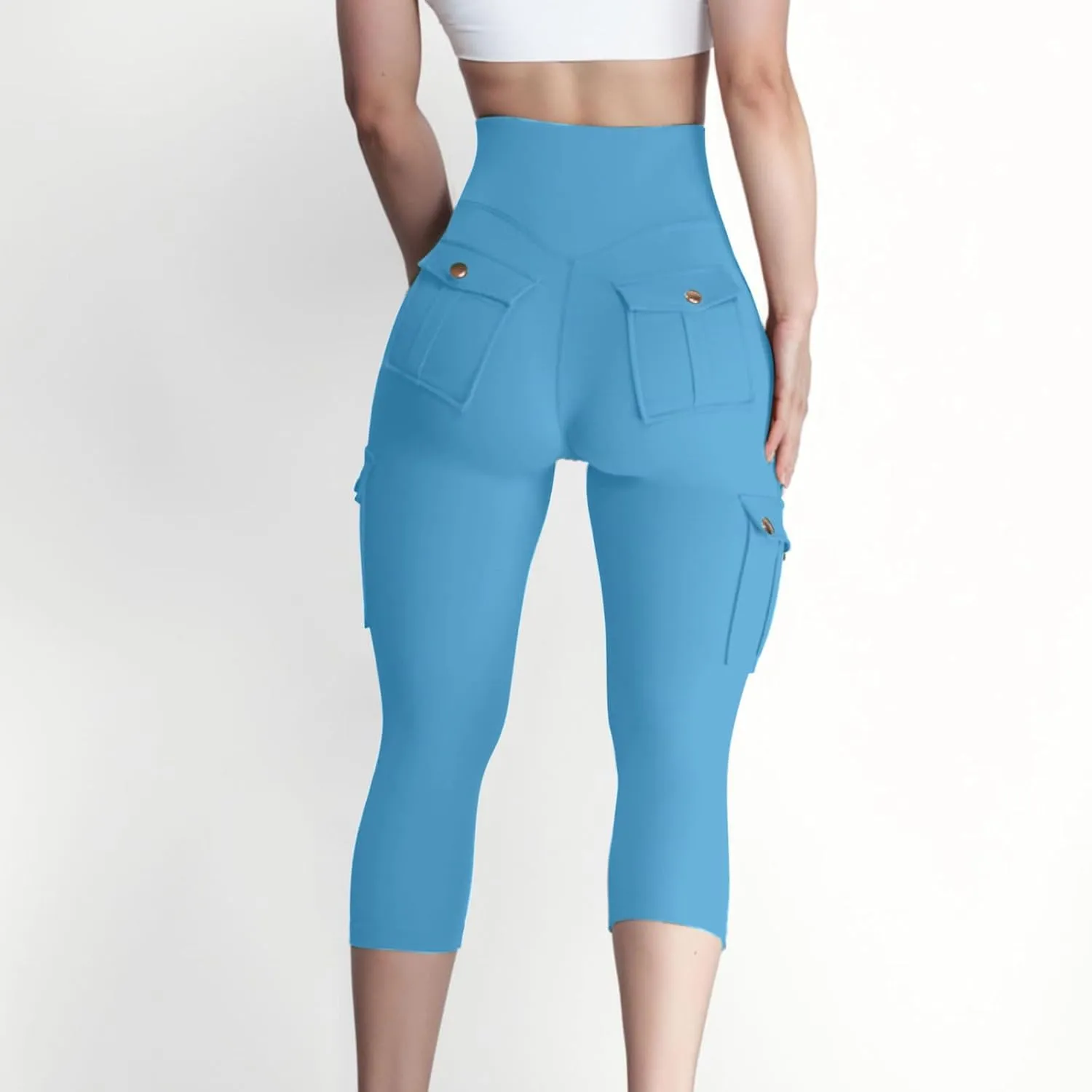 Butt Lifting Capri Leggings for Women Tummy Control with Pockets Cargo Leggings Womens Capris Summer Cargo Capris