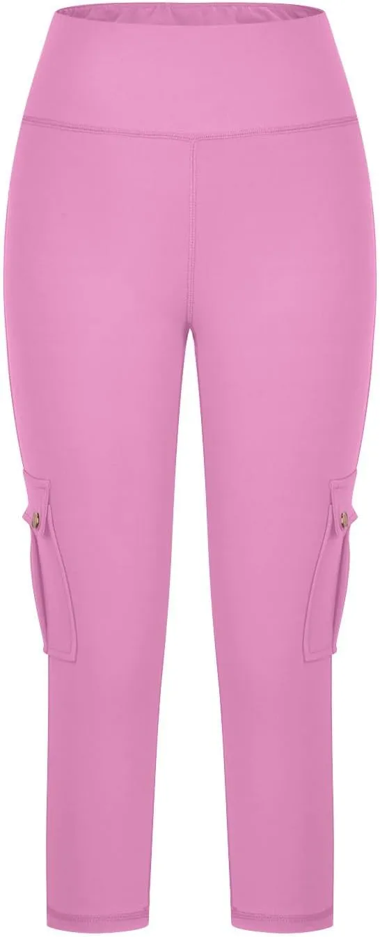 Butt Lifting Capri Leggings for Women Tummy Control with Pockets Cargo Leggings Womens Capris Summer Cargo Capris
