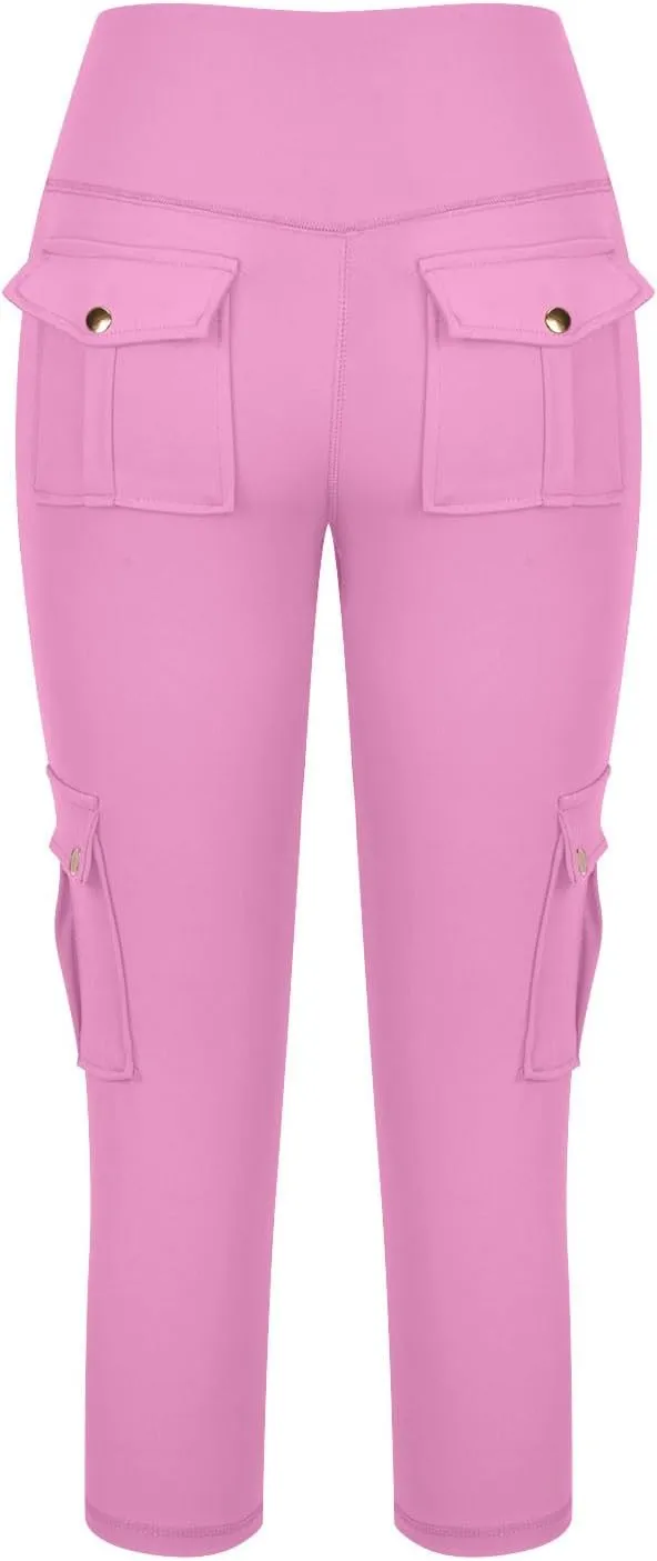 Butt Lifting Capri Leggings for Women Tummy Control with Pockets Cargo Leggings Womens Capris Summer Cargo Capris
