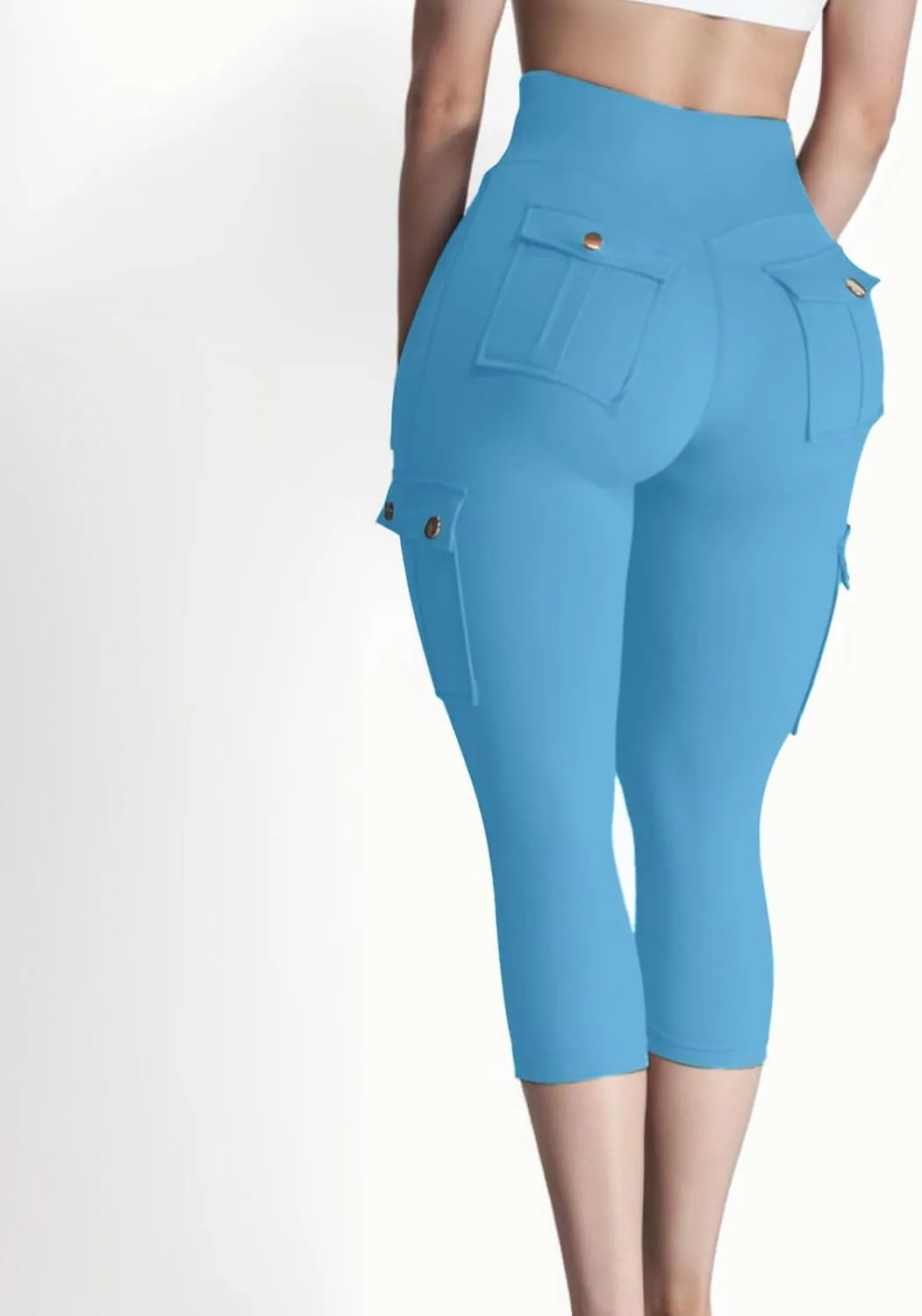 Butt Lifting Capri Leggings for Women Tummy Control with Pockets Cargo Leggings Womens Capris Summer Cargo Capris