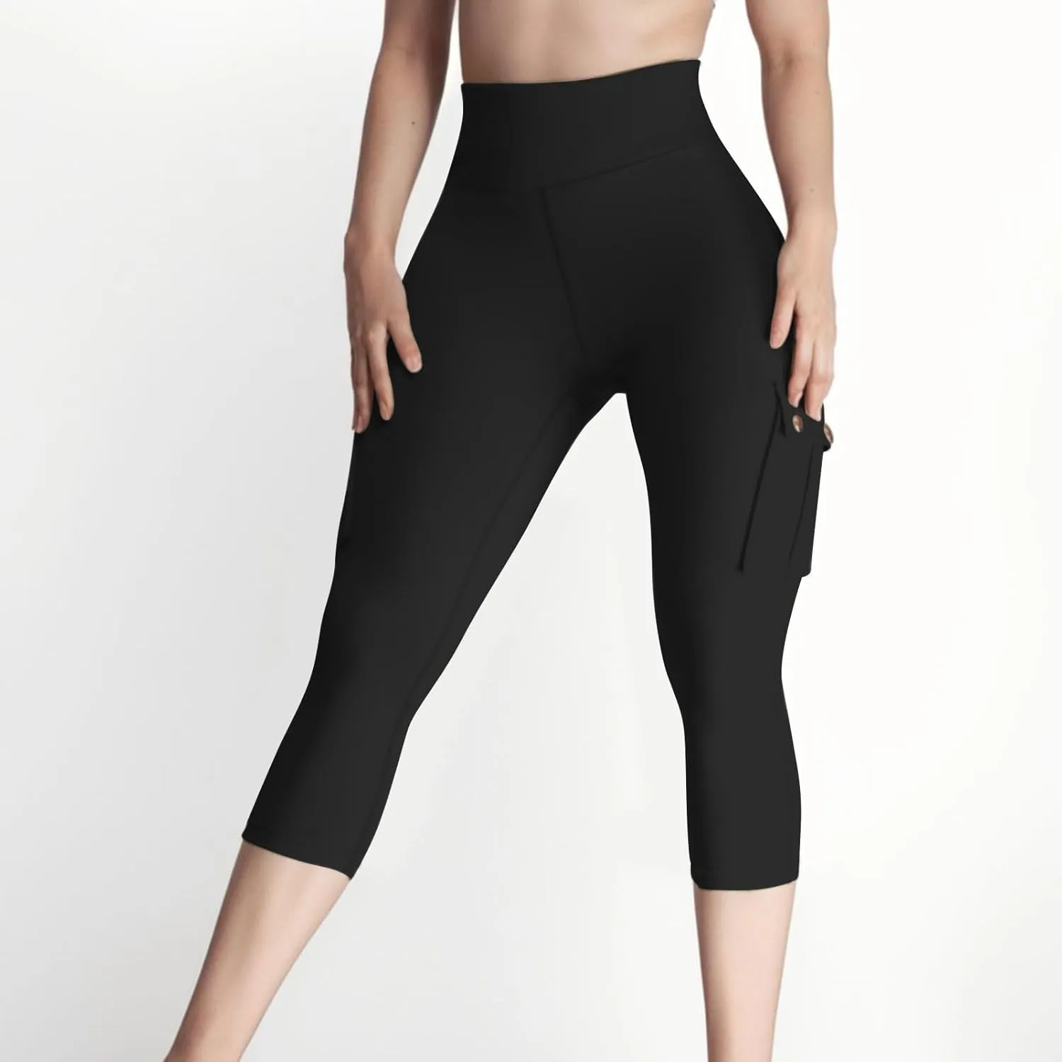 Butt Lifting Capri Leggings for Women Tummy Control with Pockets Cargo Leggings Womens Capris Summer Cargo Capris