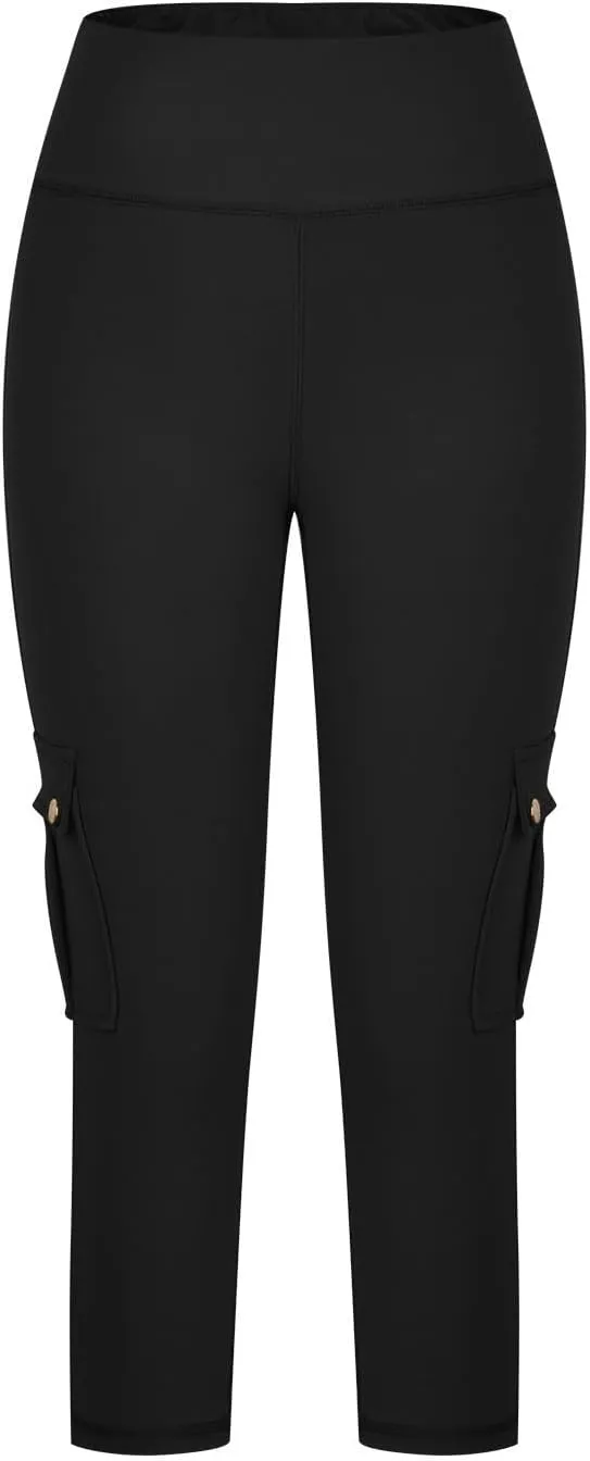 Butt Lifting Capri Leggings for Women Tummy Control with Pockets Cargo Leggings Womens Capris Summer Cargo Capris
