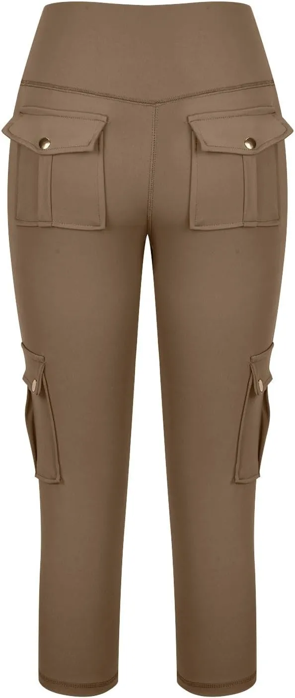 Butt Lifting Capri Leggings for Women Tummy Control with Pockets Cargo Leggings Womens Capris Summer Cargo Capris