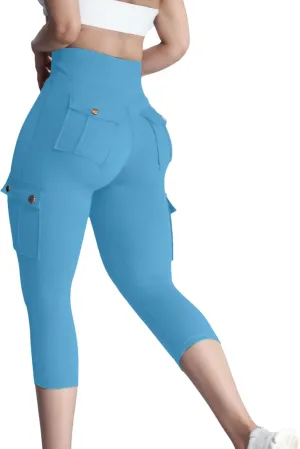 Butt Lifting Capri Leggings for Women Tummy Control with Pockets Cargo Leggings Womens Capris Summer Cargo Capris