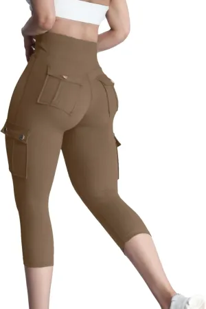 Butt Lifting Capri Leggings for Women Tummy Control with Pockets Cargo Leggings Womens Capris Summer Cargo Capris