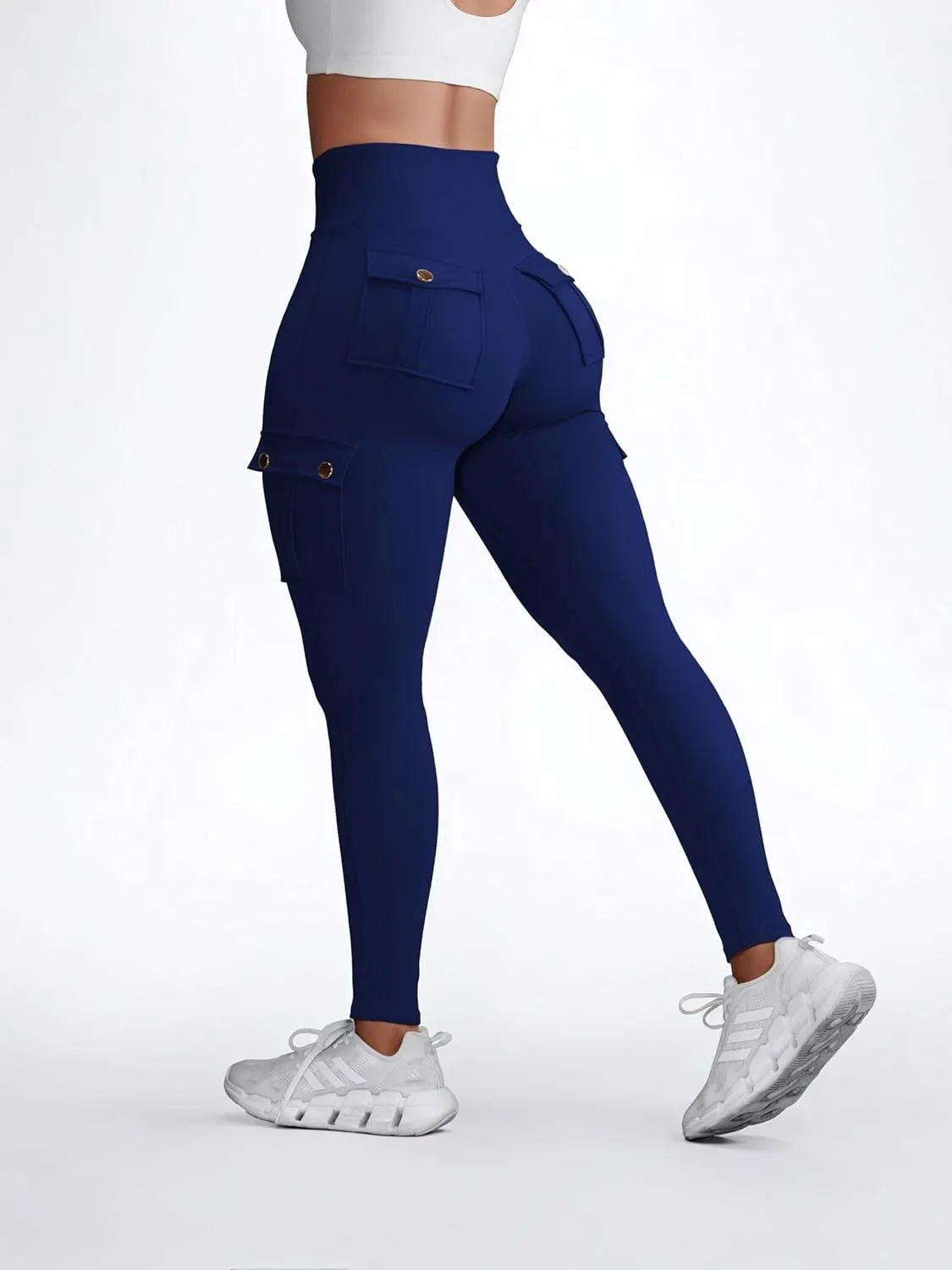 Butt Lifting Leggings with Flap Pockets Workout Cargo Leggings for Women High Waist Tummy Control Running Yoga Pants