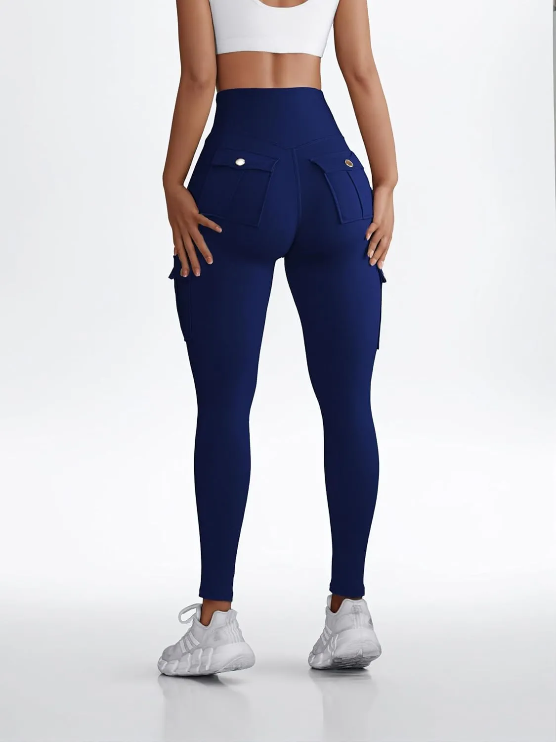 Butt Lifting Leggings with Flap Pockets Workout Cargo Leggings for Women High Waist Tummy Control Running Yoga Pants