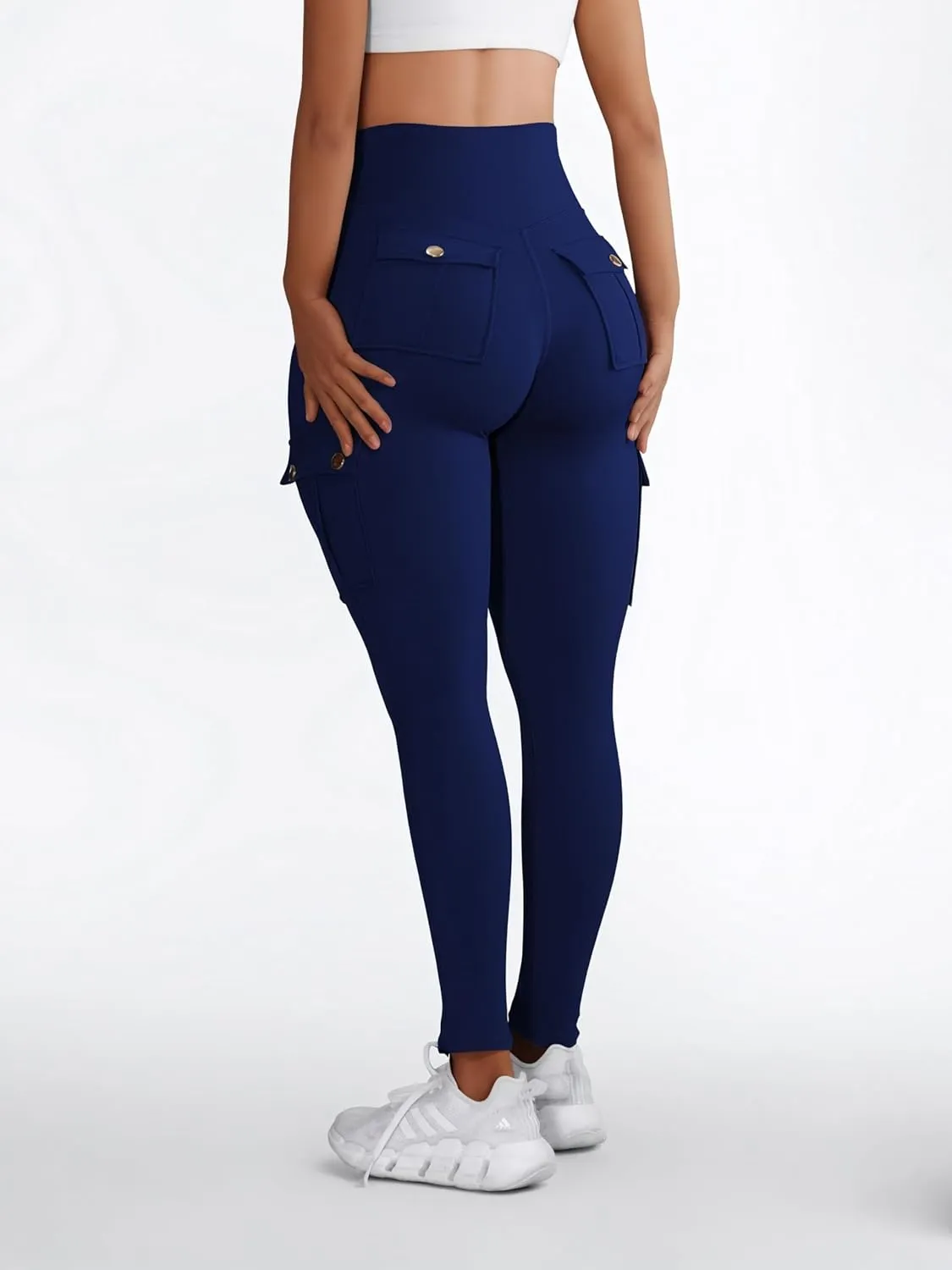 Butt Lifting Leggings with Flap Pockets Workout Cargo Leggings for Women High Waist Tummy Control Running Yoga Pants
