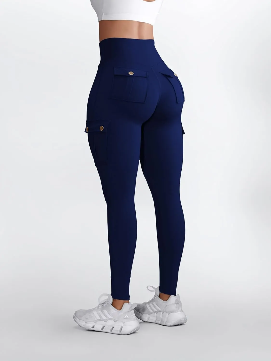 Butt Lifting Leggings with Flap Pockets Workout Cargo Leggings for Women High Waist Tummy Control Running Yoga Pants